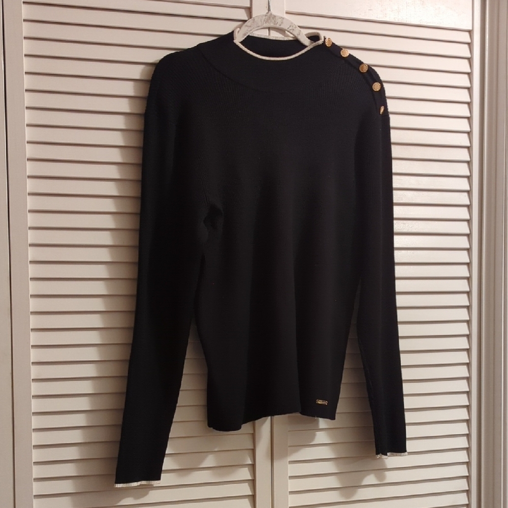 Calvin Klein Black Sweater with Gold Accents